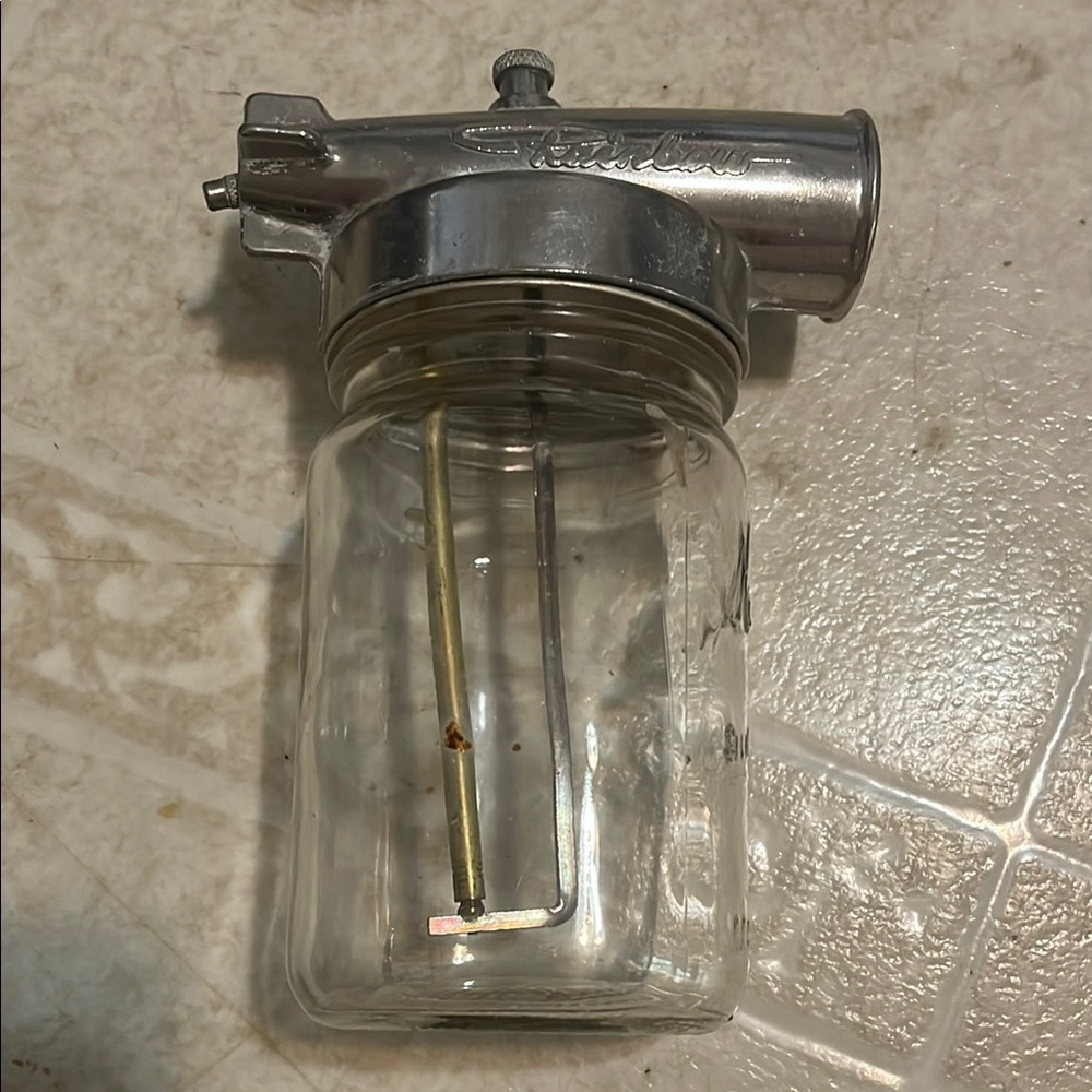 Antique Silver and White Glass Jar Dispenser